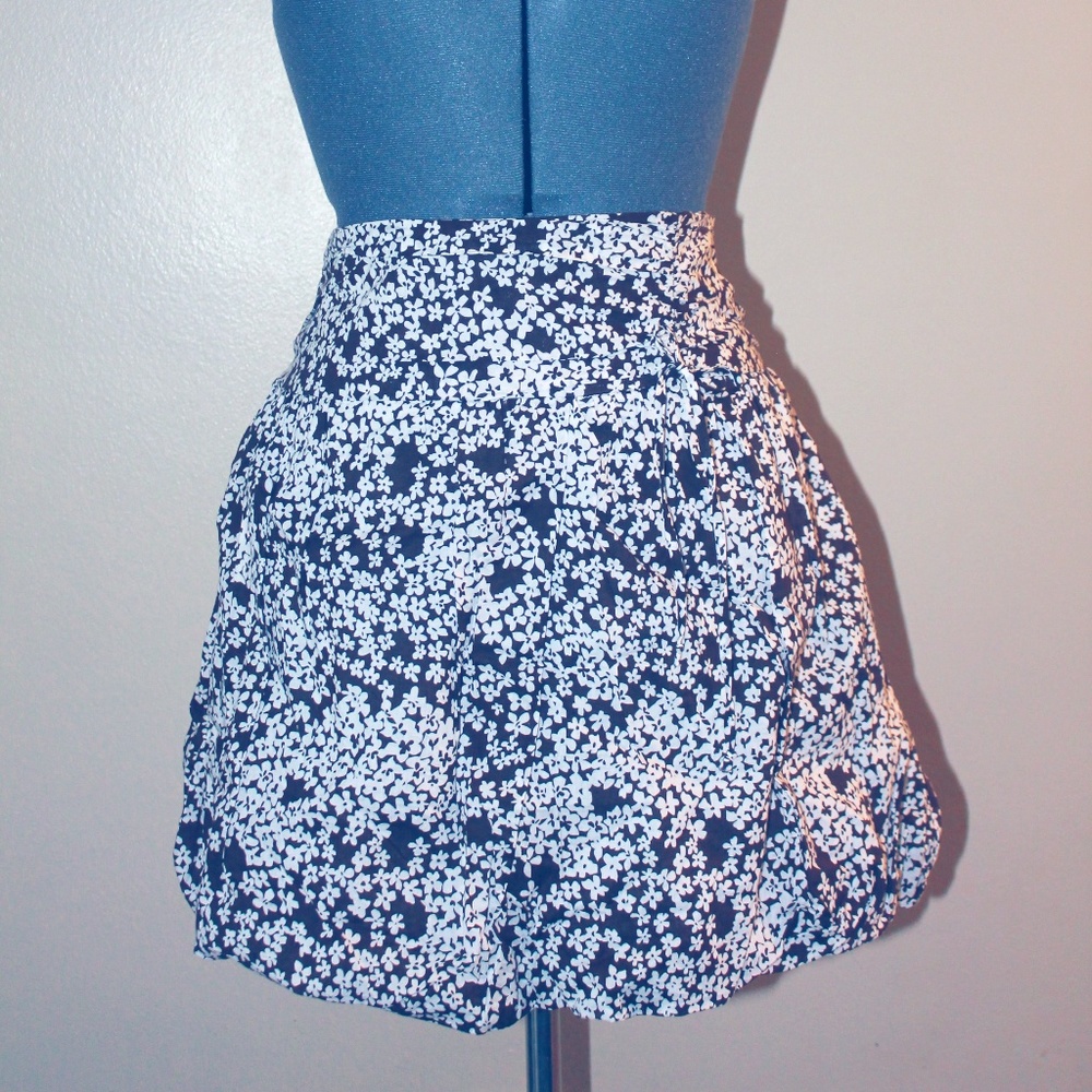 Brown and White 100% cotton floral mini skirt
